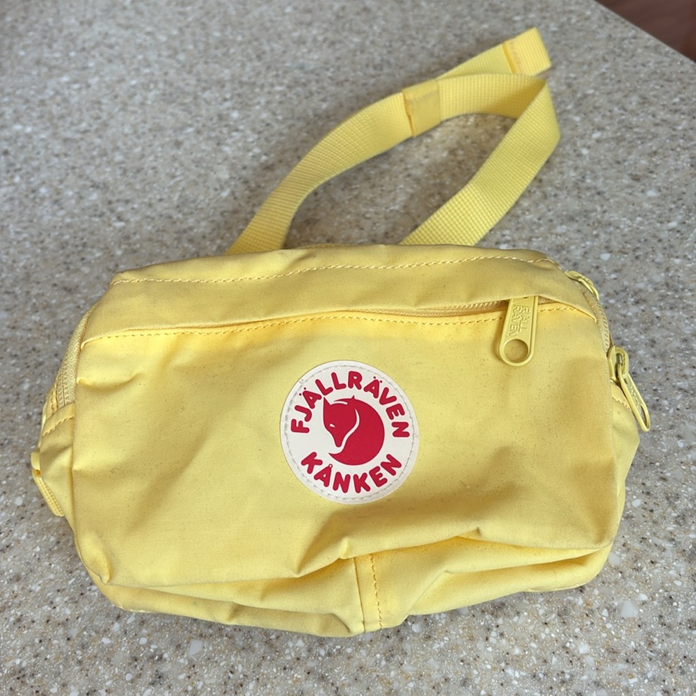 Yellow Fjalllraven Kanken belt bag